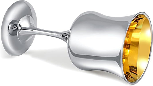 Zion Judaica Classic High Polished Kiddush Cup Goblet For Shabbat, Passover and Yom Tov 5.75 oz Wine Cup for Rosah Hashanah Jewish New Years Gift for Bar/Bat Mitzvah Wedding Bris
