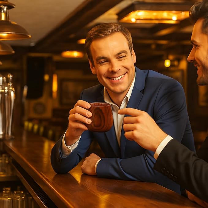 2 Pack Original Wooden Whiskey Glasses – Handmade Bourbon Tumblers for Men – Old Fashioned Cocktail Cups – Gifts for Dad, Men, Brother, or Whiskey Lovers