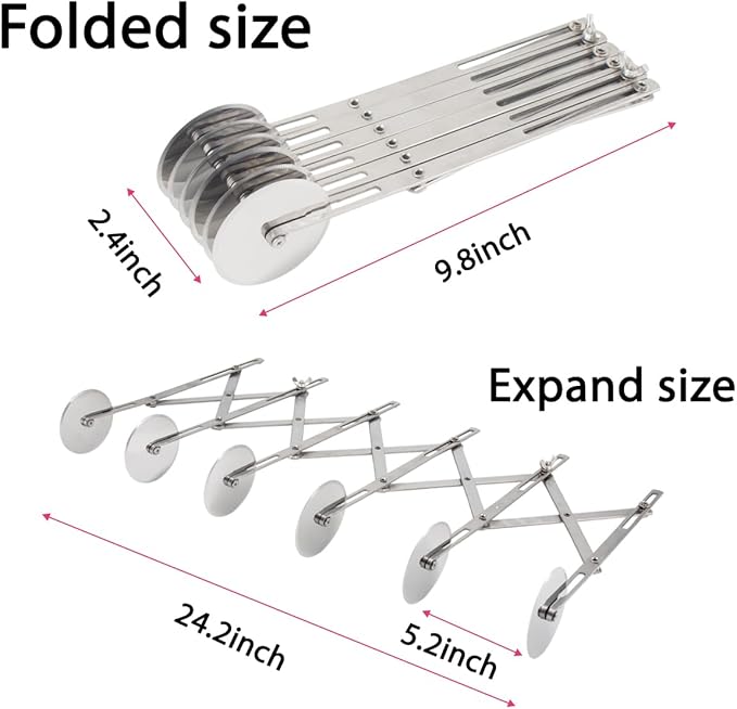 Pastry Cutter 6 Wheels Pizza Cutter Stainless Steel Dough Cutter Baking Tools Scalable Divider