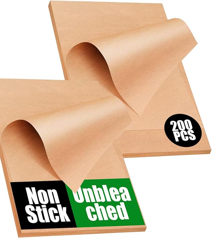 200 PCS Unbleached Parchment Paper Sheets for Baking 12x16 Inches, Non-Stick and Non-Toxic Pre-cut Parchment Sheets for Oven, Cooking, Grilling, Air Fryer and Steaming - Fit for Half Sheet Pans