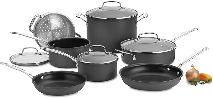 Cuisinart 11-Piece Cookware Set, Black, Chef's Classic Nonstick Hard Anodized, 66-11