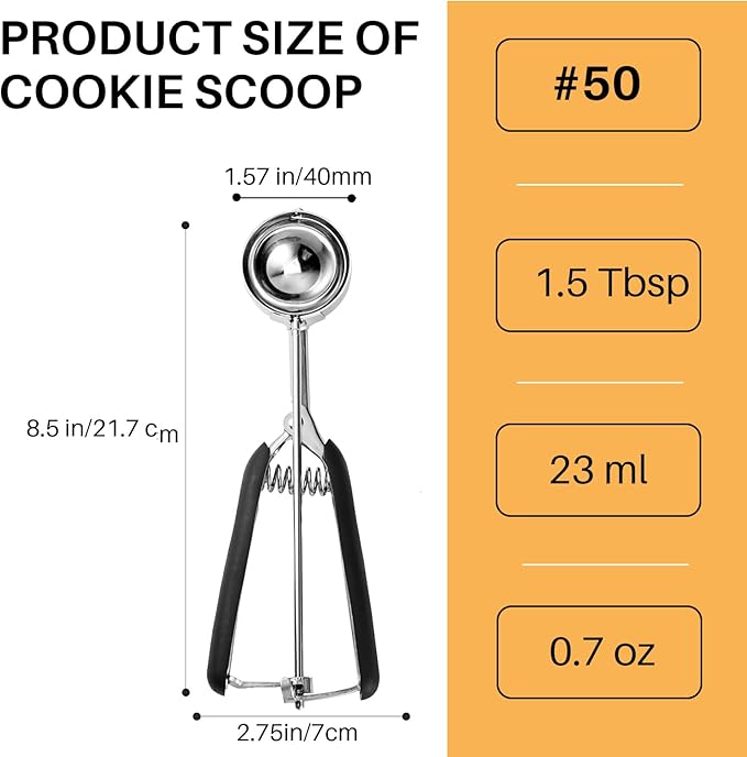 Cookie Scoop 1.5 Tbsp, 1.5 Tablespoon Cookie Scoops for Baking, Ice Cream Scoop, Comfortable Grip, Non-Slip, For Cookies Melon Ball Meatball Ice Cream Muffin