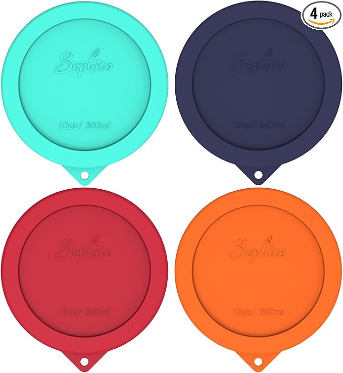 Sophico Silicone Replacement Lids for Pyrex and Anchor Hocking Glass Custard Cups 10oz, Round Silicone Cover for Food Storage (Container not Included)