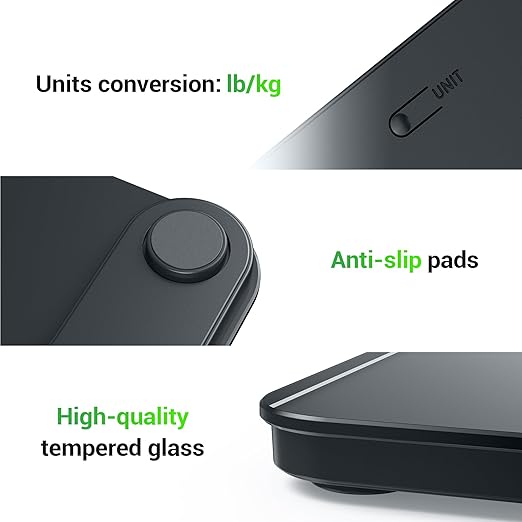 Bathroom Scale for Body Weight, Highly Accurate Digital Weighing Machine for People, Upgraded Batteries Included, Compact Size, LED Display, Physician Scale with Sturdy Tempered Glass, 400lb