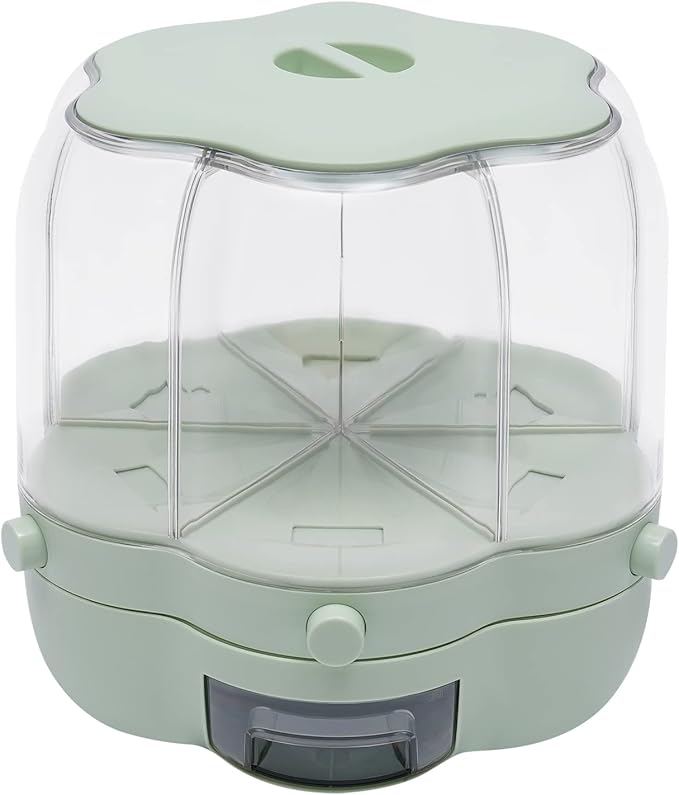 360° Rotatable Cereal Dispenser, One-Click Rice Output, Visible Round Multigrain Tank Cup Dry Rice Container Food Dispenser Sealed Grains Cans Grain Storage Tank for Storage Small Beans(Style 9)