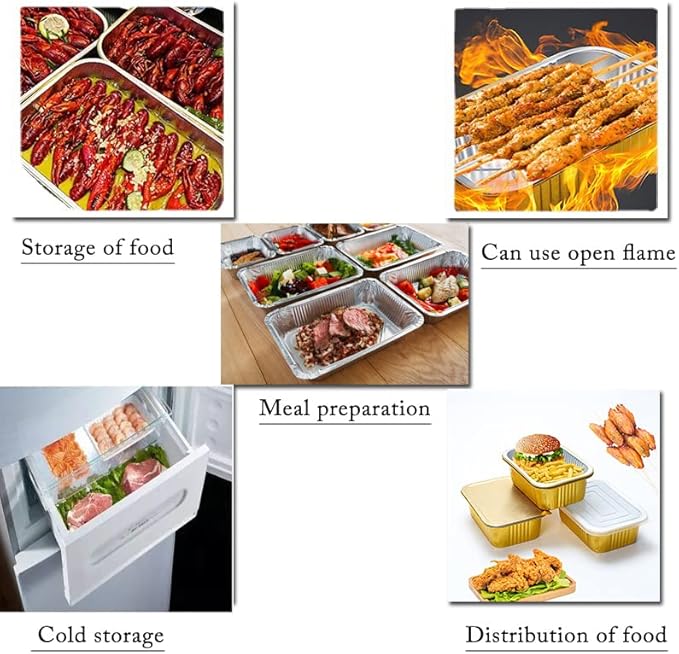 20pack 13 "x9 aluminum foil baking pan（3500ml） tray,steaming table tray, gold thickened disposable pot for cooking and heating