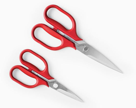 Misen Heavy Duty Kitchen Shears - Comfortable Ambidextrous Scissors for Meat, Poultry, Herbs & More - Easy to Clean - German Stainless Steel - Red