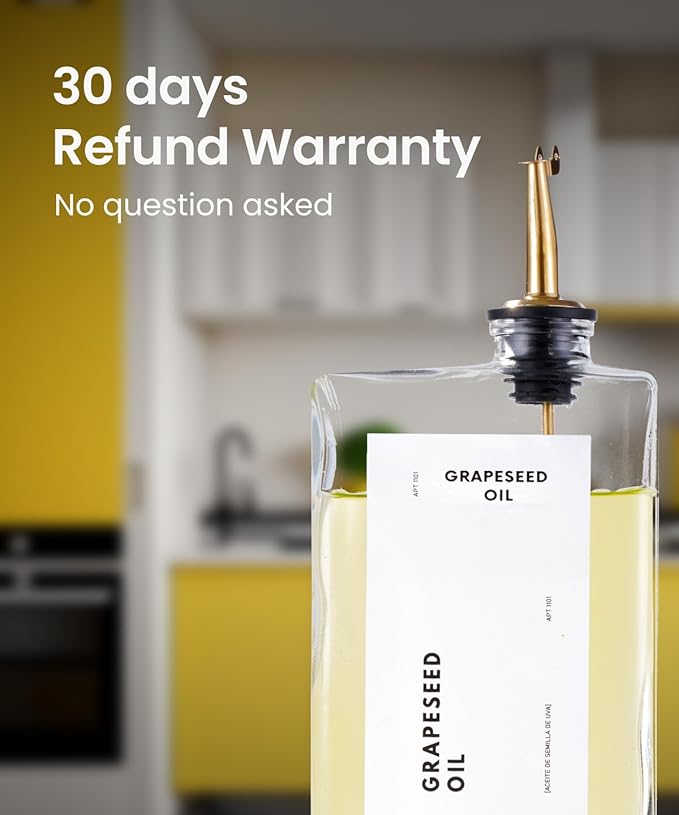 Olive Oil Dispenser for Kitchen, Cooking Oil and Vinegar Dispenser Set, Olive Oil Bottle, Soy sauce dispenser, coffee syrup bottles with stainless steel pourers - 2 pcs, Gold