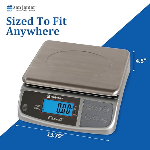 San Jamar Digital Food Scale, Battery Operated with 66 Pound Capacity for Cooking, Baking, Meal Prep, Diet Tracking, Stainless Steel, 6.82 Pounds, Silver