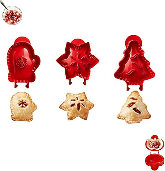 Holiday Mini Pie Mold,Mini Apple Pie Molds for Baking Gadgets,Gathering Hand Pie Dough Presser Holiday Baking Essentials for Christmas,Thanksgiving, Halloween,and other festive occasions. (3PC-B)