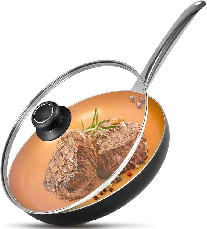 8 Inch Glass Lid for Frying Pan, Fry Pan Lid, Skillet Lid, Pan Lid with Handle, Compatible with Lodge 8 Inch Cast Iron Skillet - Tempered Replacement Cover, 8"/20cm, Clear