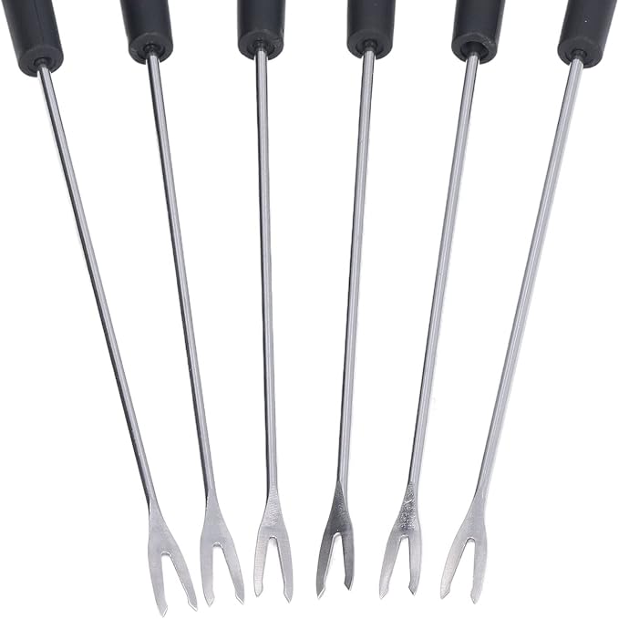 6PCS Stainless Steel Fondue Forks, Fondue Sticks, Smore Sticks with Heatproof Handle for Chocolate Fountain Cheese Roast Marshmallows Dessert Fruits