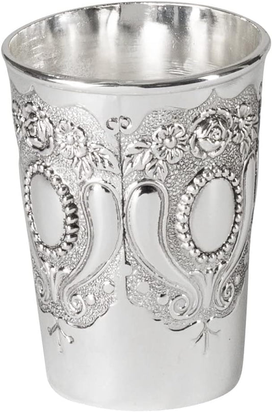 Ner Mitzvah Kiddush Cup - Premium Quality Nickel Plated Wine Cup - For Shabbat and Havdalah - Judaica Shabbos and Holiday Gift