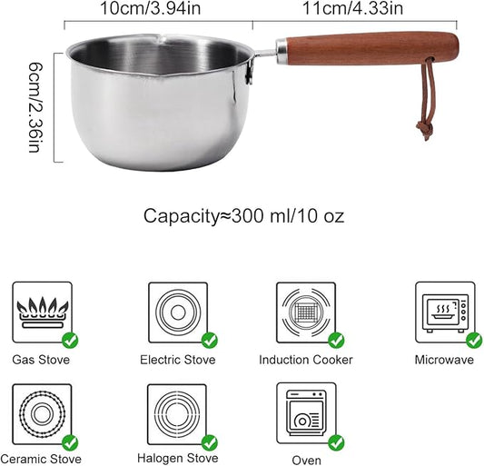 Mini Milk Butter Warmer For Seafood, Stainless Steel Melting Pot For Tealight Candles, Small Baby Food Warmer, Pan Cooking, Chocolate Melting Pot, Hot Oil Pan (300ml)