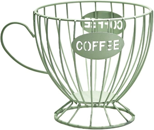 Metal Coffee Pod Holder Wire Coffee Pods Storage Basket Espresso Capsule Storage for Home Kitchen Cafe Hotel (09 Green cup)