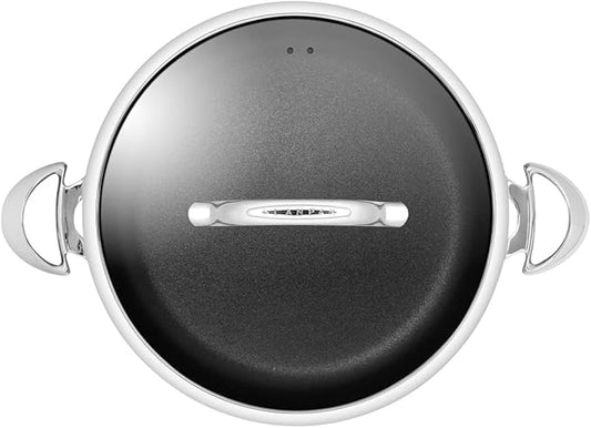 Scanpan HaptIQ 5.25 qt (12 1/2 inch) Stainless Steel-Aluminum Nonstick Chef Pan with Lid – Compatible with All Cooktops, Induction Ready, Metal Utensil Safe, Oven Safe to 500°F, Dishwasher Safe