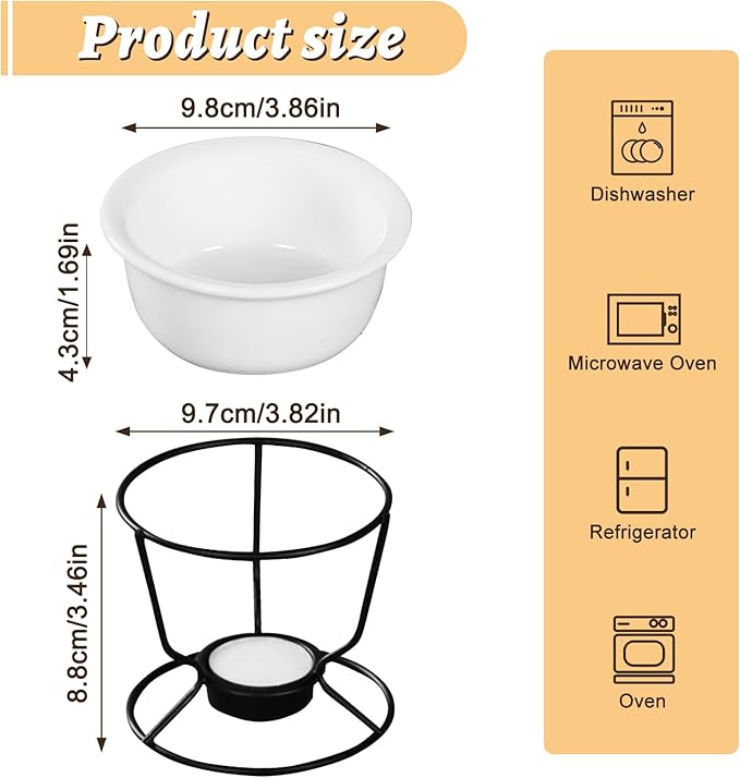 2 Pieces Butter Warmers for Seafood,Ceramic Butter Warmers for Chocolate or Cheese,Fondue- Dishwasher Safe,Oven Safe,Microwave Safe