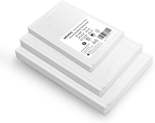 [2024 New] 6" x 10", 8" x 12" and 11" x 16" Precut Bags, 150 Count, Vacuum Sealer Bags for Food, Great for Food Storage, Sous Vide and Meal Prep, Wevac Lite