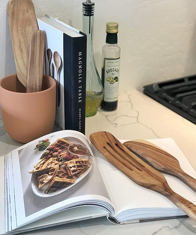 Spurtle Set, Natural Acacia Wooden Kitchen Utensils Set of 4, Wooden Spoons Utensils for Cooking, stirring, Mixing, Serving, spurtles kitchen tools as seen on tv for NonSick Cookware