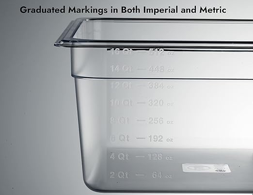 CURTA 6 Pack NSF Food Pans, Full Size 6 Inch Deep, Commercial Polycarbonate Plastic Clear Freezer-Safe