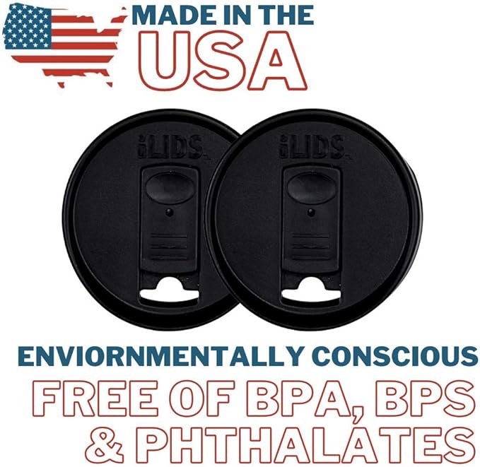 Mason Jar Drink Lid, Regular Mouth, Black, Pack of 2