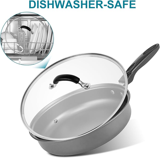 8 Inch Pan Lid - Glass Lid with Stainless Steel Handle for Frying Pan and Pots (8" Lid)