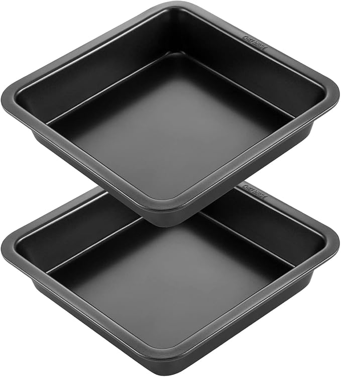 CHEFMADE Square Cake Pan, Nonstick 8 Inch Square Baking Pan, Set of 2