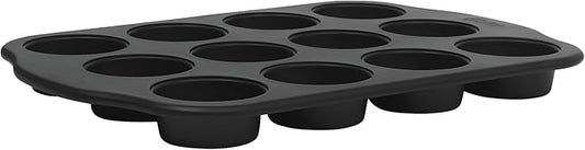 Oster Teston 12 Cup Nonstick Carbon Steel Muffin/Cupcake Baking Pan - Matte Black