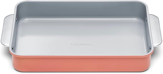 Caraway Non-Stick Ceramic 9”x13” Rectangle Pan - Naturally Slick Ceramic Coating - Non-Toxic, PTFE & PFOA Free - Perfect for Brownies, Lasagnas, and More - Perracotta
