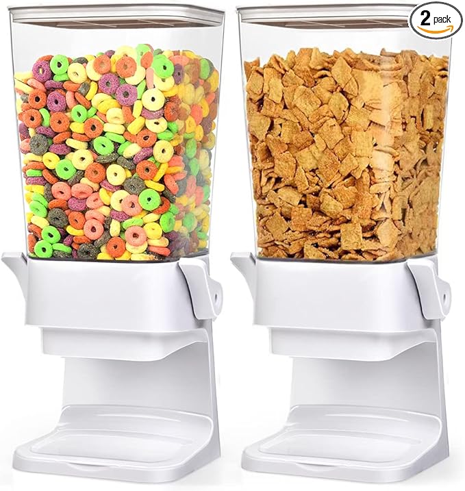 Cereal Dispenser Countertop 2 Pack 5.5 Qt Large Cereal Storage Container Holder Dispenser for Pantry Dry Food Snack Nut Candy Dispenser Countertop Kitchen Organization Storage for Oatmeal Granola