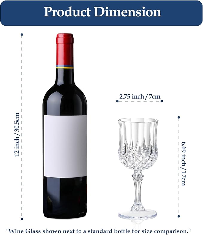 XUWAIDSGN 7oz Plastic Vintage Wine Glasses Drinking Glasses Unbreakable Wedding Glassware Crystal Water Goblets Reusable Drinkware Vintage Champagne Flutes (100, Clear)