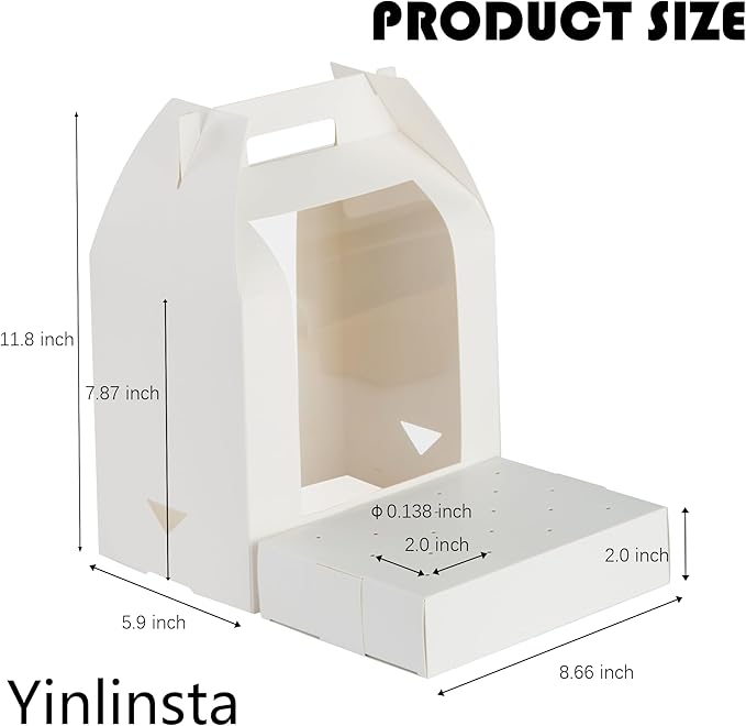 Cake Pop Boxes - 12 Pcs Portable Candy Boxes with Clear Window & 18 Holes Tall Display Carriers for Lollipops, Candy Pops (White)