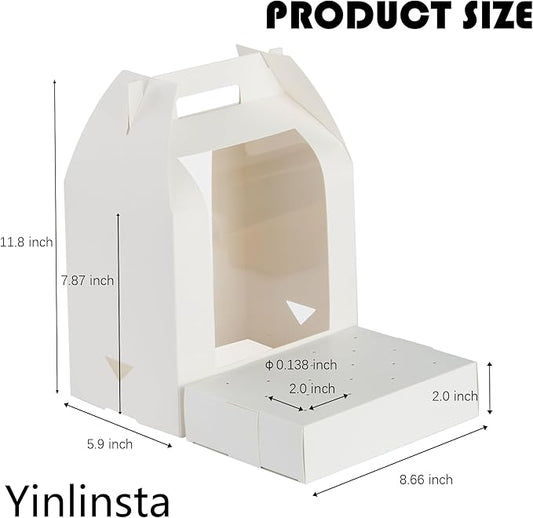 Cake Pop Boxes - 12 Pcs Portable Candy Boxes with Clear Window & 18 Holes Tall Display Carriers for Lollipops, Candy Pops (White)