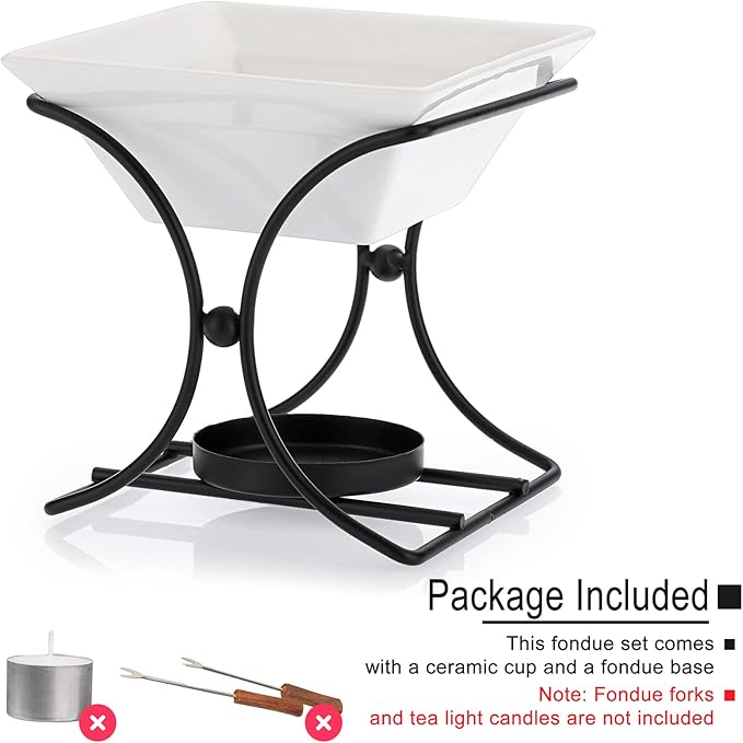 Ceramic Butter Warmer Set, Fondue Pot Melting Pot Set, Melt Hot Pot Bowl Set For Cheese Chocolate Butter Caramel