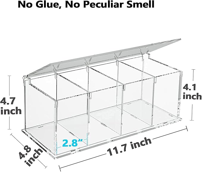 Coffee Capsule Holder Acrylic Box K Cup Holder Coffee Pod Storage Clear Acrylic 4 Compartment with Lid Organizer Coffee Bar Accessories
