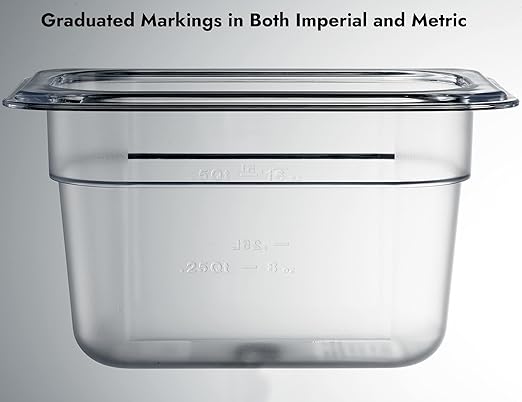 CURTA 6 Pack NSF Food Pans, 1/9 Size 4 Inch Deep, Commercial Polycarbonate Plastic Clear Freezer-Safe