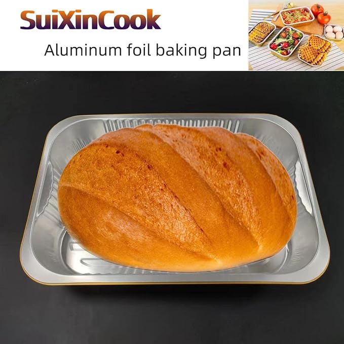 20pack 13 "x9 aluminum foil baking pan（3500ml） tray,steaming table tray, gold thickened disposable pot for cooking and heating