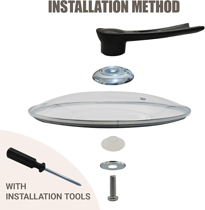 13.5 Inch Pan Lid, Universal Pot Lid, Support Vertical Placement, 4mm Clear Tempered Glass, Compatible with Dishwasher and Ovens