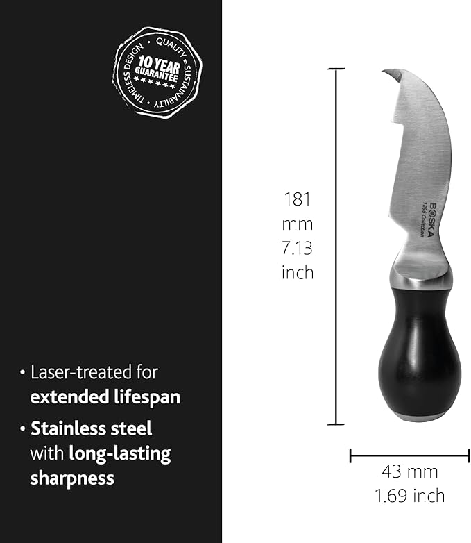 BOSKA Cheese Scoring Knife Pro 90mm - Premium Quality - German Steel - 1896 Collection - For hard cheese like Parmesan or Gouda - 1896 collection