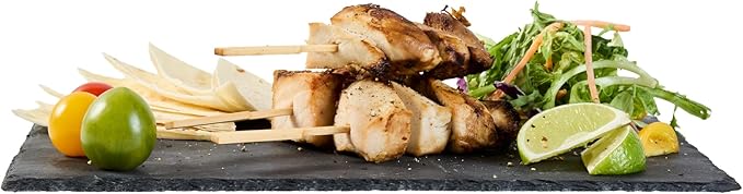 Restaurantware Slate Serving Tray 1 Pack of 11.8" x 7.8" Foam Feet Charcuterie Stone Plate Rustic Edges Freezable Black Serving Display Cheese Boards for Kitchen, Gourmet, Dining, Parties