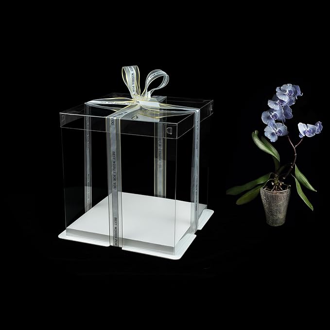 8x8x9Inch Clear Cake Box 8Pcs Tall Cake Box Clear Boxes Treat Boxes Cake Transport Container Tall Cake Carrier for Transport Gift Box Display Case cajas para pasteles White
