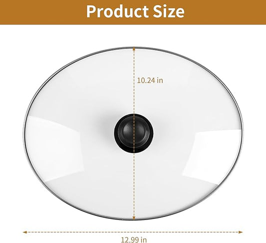 Oval Glass Lid 7 Quart Replacement, Fits For Crock Pot 7qt Slow Cooker SCV700SS and for Hamilton Beach Slow Cooker SCV700, 33474G, SCV700-KC, SCV700SS, Replacement Oval 7 Quart Lids