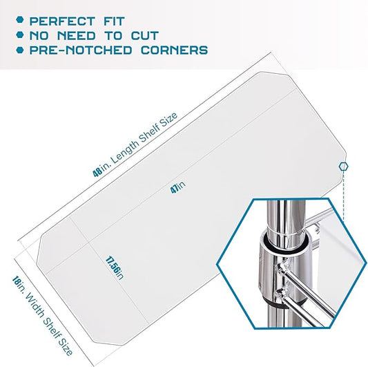 BRIAN & DANY Wire Shelf Liner 18" X 48", Heavy Duty Shelf Liners for Wire Shelving, Waterproof Protector Mats, Set of 5, Transparent
