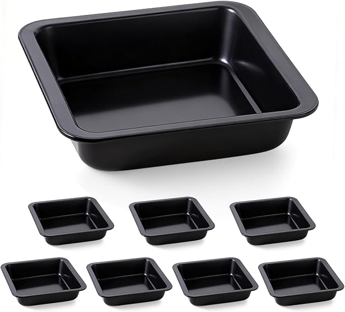 8 Pack Square Cake Pan, 8 Inch Non Stick Square Baking Pan for Cake Brownie Lasagna, Non-Toxic & Rust-resistant, Dishwasher Safe & Easy Clean, Send Goods from Local Warehouse