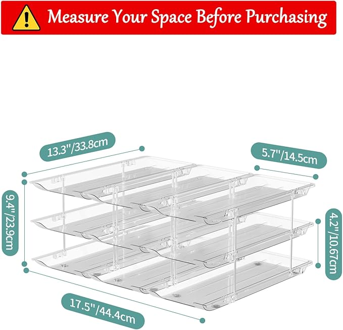 Can Storage Organizer for Pantry, Can Holders For Pantry, Canned Goods Food Dispenser, Clear Plastic Soup Can Shelf Rack, 3 Ties
