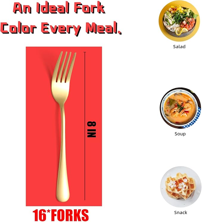 Gold Dinner Forks 16 Piece