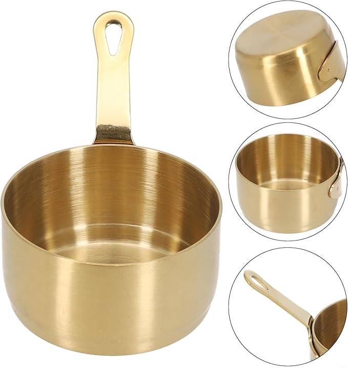 Mini Sauce Pan, Stainless Steel Sauce Pan Chocolate Melting Pot Vinegar Dipping Bowls Barbecue Sauce Bowl Mini Butter Coffee Milk Warmer Pot for Coffee Tea Soup Warming 2PCS (50ML)