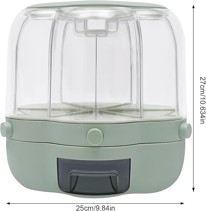 360° Rotatable Cereal Dispenser, One-Click Rice Output, Visible Round Multigrain Tank Cup Dry Rice Container Food Dispenser Sealed Grains Cans Grain Storage Tank for Storage Small Beans(Style 9)