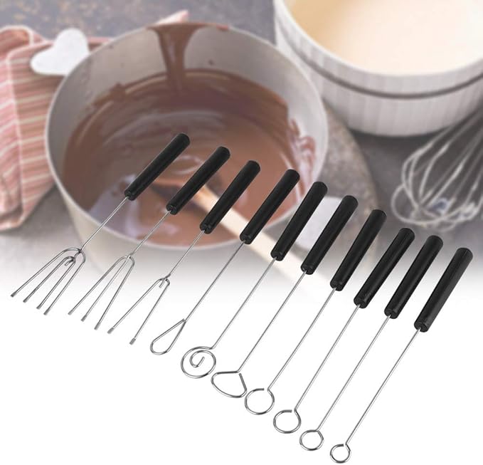 Chocolate Dipping Fork, 10Pcs Stainless Steel Candy Dipping Forks Fondue Forks DIY Decorating Tool Set Baking Supplies for Handmade Chocolates Pralines and Truffles