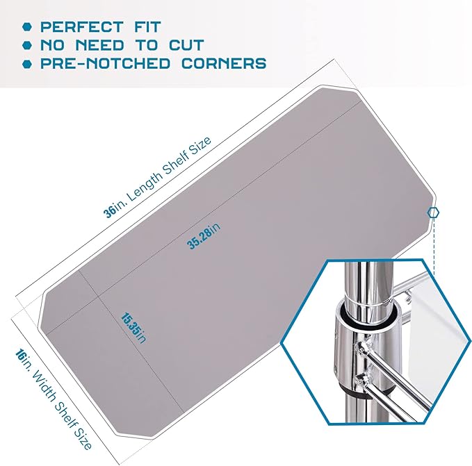 BRIAN & DANY Wire Shelf Liner 16" X 36", Heavy Duty Shelf Liners for Wire Shelving, Waterproof Protector Mats, Set of 5, Charcoal